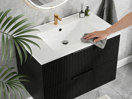 Modern Wall Mounted Floating Bathroom Vanity With Sink And Drawers