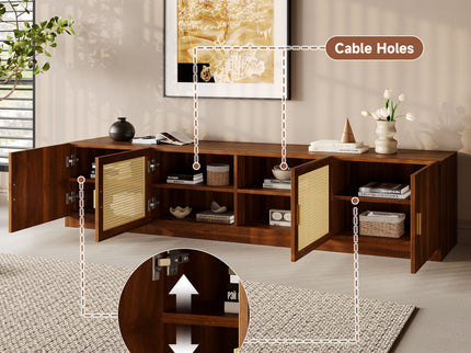 TV Stand, Media Console With Adjustable Shelves - Walnut