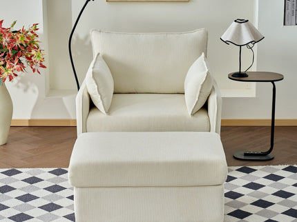 Comfy Oversized Chaise Lounge Chair With Ottoman And Storage