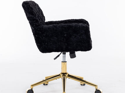 Office Chair, Artificial Rabbit Hair Home Office Chair With Metal Base, Adjustable Desk Chair Swivel Office Chair, Vanity Chair