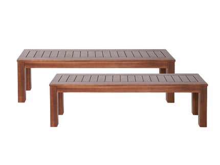 Acacia Wood Outdoor Bench With Beautiful Slat Paneling - Dark Brown