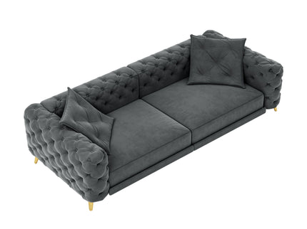 3 In 1 Convertible Sleeper, Deep Seat Pull Out Sofa Bed, Button Tufted