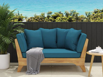 Outdoor Acacia Wood Expandable Daybed With Cushions