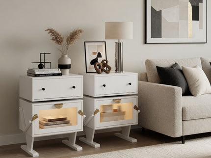 Robot LED Nightstand With 360° Rotating Drawer