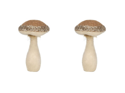 Mushroom Holiday Ornament, For Harvest Festival Fall Festival & Thanksgiving Table Decorations (Set of 2) - Beige / Light Brown