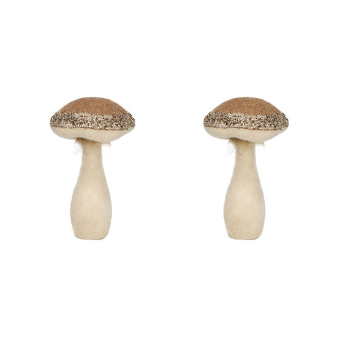 Mushroom Holiday Ornament, For Harvest Festival Fall Festival & Thanksgiving Table Decorations (Set of 2) - Beige / Light Brown