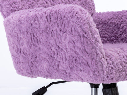 Office Chair, Artificial Rabbit Hair Home Office Chair With Metal Base, Adjustable Desk Chair Swivel Office Chair, Vanity Chair