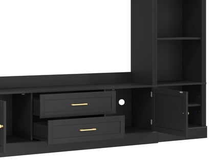 Elegant Entertainment Center Wall Unit With Bookshelves