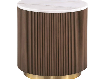 3 Piece Table Set Round Cocktail Table And 2 Round End Tables - Brown / Gold / White