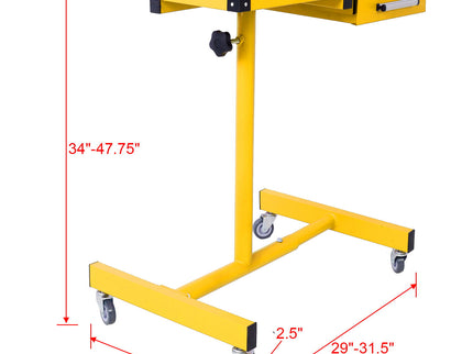 Adjustable Tear Down Work Table With Drawer For Garages, Repair Shops, And Diy, Portable, (4) 2.5" Swivel Casters, 220 Pound Capacity, Rubber Corners, Heavy Duty Steel