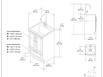Reed - Deluxe Laundry Cabinet With Pull-Out Faucet And Stainless Steel Sink