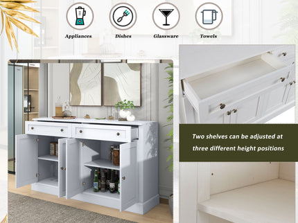 Kitchen Sideboard Storage Buffet Cabinet With 2 Drawers & 4 Doors Adjustable Shelves For Dining Room, Living Room
