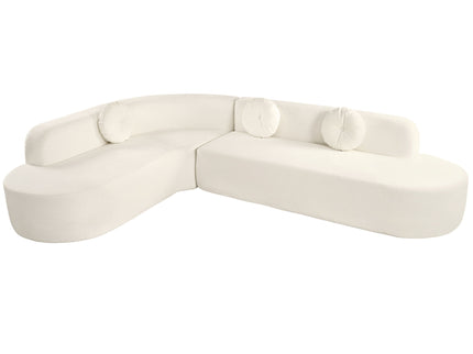 Extra Large Sectional Sofa Soft Fabric Upholstery, Elegant Curved Design With 3 Round Cushions, High - Resilience Foam For Ultimate Comfort - Beige