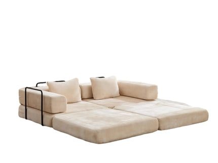 Convertible Floor Sofa Bed With Pillow Back Support Armrest