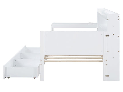 Daybed With 3 Drawers USB Ports And Desk