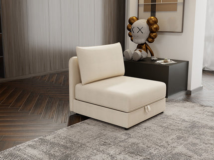 Modular Sectional Sofa With Storage, Convertible 2 Seater Sleeper Sofa - Beige