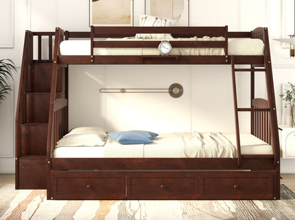 Bunk Bed With Drawers, Ladder And Storage Staircase