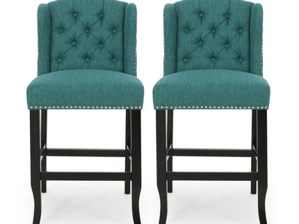 Vienna - Fabric Tufted Counter Stool With Nailhead Accents (Set of 2)