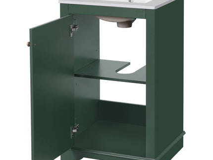 Bathroom Vanity With Sink, Freestanding Single Cabinet Set, Soft Close Door, Adjustable Shelf
