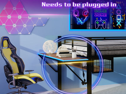 Loft Bed With Built In Desk, LED Light Strip