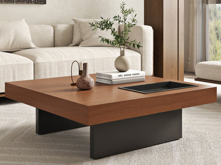 Square Floating Coffee Table For Living Room - Dark Walnut