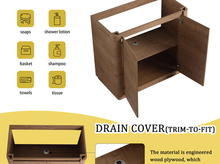 Freestanding Bathroom Vanity With Sink & 2 Soft Close Doors