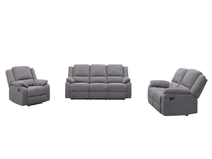 3 Piece Reclining Sofa Set With 150° Deep Recline, 3 Seat Couch, Loveseat & Single Recliner - Gray