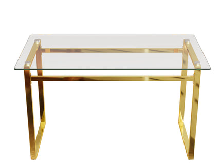 Modern Minimalist Rectangular Dining Table With Tempered Glass Top