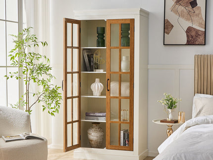 Rustic Style Display Cabinet With Glass Doors For Collectibles