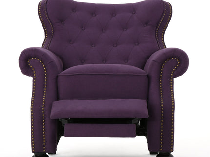 Accented Push Back Recliner Chair With Rolled Arms, Enjoy Cocooning Comfort