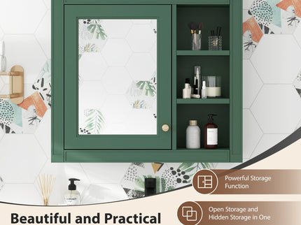 Wall Mounted Medicine Cabinet With Mirror And 3 Open Shelves