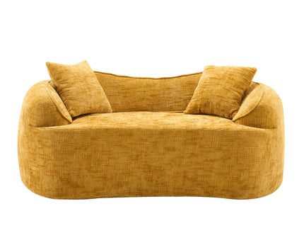 Curved 2 Person Compress Sofa With Armrests, Includes Pillows