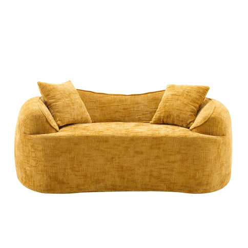 Curved 2 Person Compress Sofa With Armrests, Includes Pillows