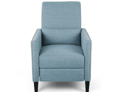 Repose Upholstered Recliner Chair With Nailhead Trim And Side Pocket - Light Blue