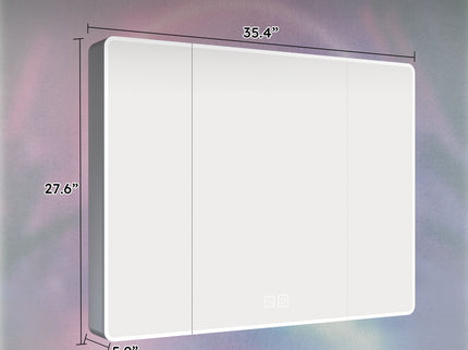 Aluminium Medicine Cabinet Mirror With LED Light And Defogging Function - Gray