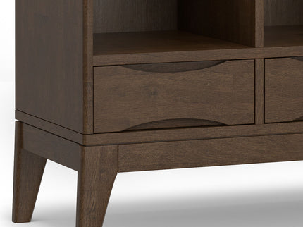 Harper - Low 6 Cube Storage With Drawers - Walnut Brown