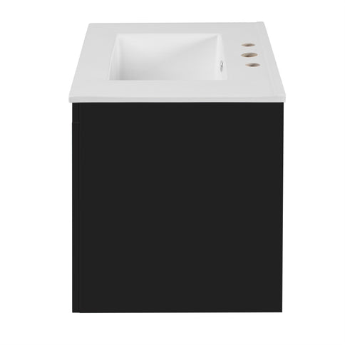 Modern Wall Mounted Bathroom Cabinet With Ceramic Sink, Soft-Closing Drawer And Door