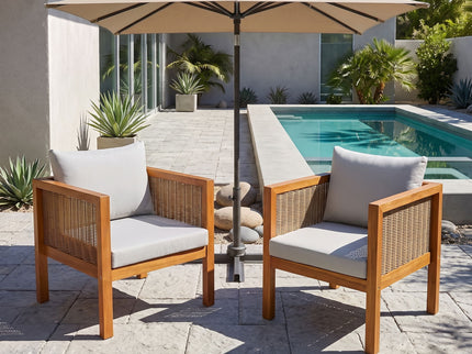 2 Piece Outdoor Armchair Set With Cushion