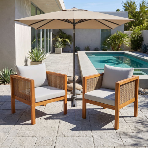 2 Piece Outdoor Armchair Set With Cushion