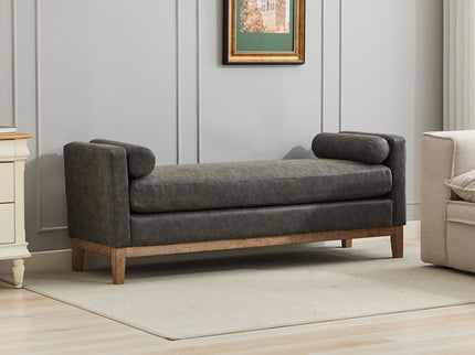 Elegant Upholstered Bench Daybed Ottoman With Bolster Pillows