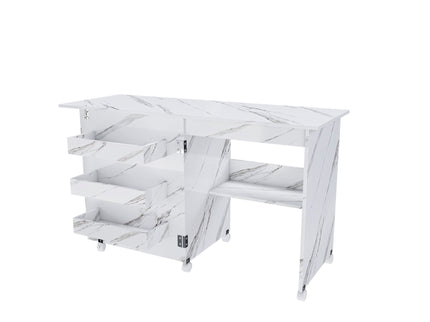 4 In 1 Folding Sewing Table With Lockable Wheels, Multi Functional Craft Station - White