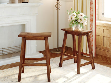 Rustic 3 Piece Stationary Kitchen Island Set With 2 Seatings, With 2 Open Shelves