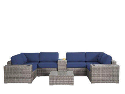 Modern Patio Rattan Sectional Set With Cushions