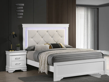 3 Piece Bedroom Set With LED Lighting, 2 Nightstands
