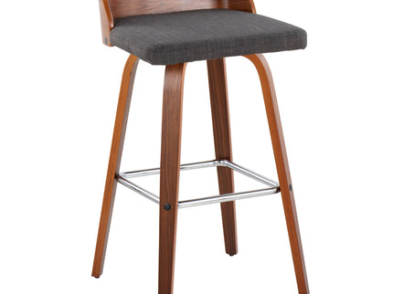 Maya - Mid Century Modern Fixed Height Barstool With Swivel With Square Footrest (Set of 2)