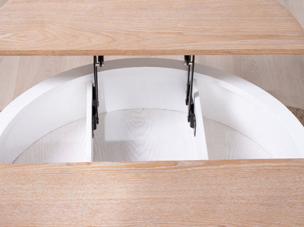 Round Coffee Table With Storage - White / Light Oak
