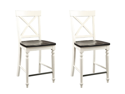 24" Tall Bar Stools (Set of 2) - Brown / White