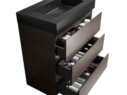 Alice - Bathroom Vanity With Large Storage Freestanding Bathroom Vanity, Sink For Modern Bathroom, One-Piece Sink Basin Without Drain And Faucet