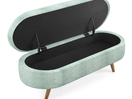 Modern Ottoman Oval Storage Bench With Rubber Wood Legs