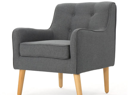 Modern Arm Chair With Tufted Back And Wooden Legs